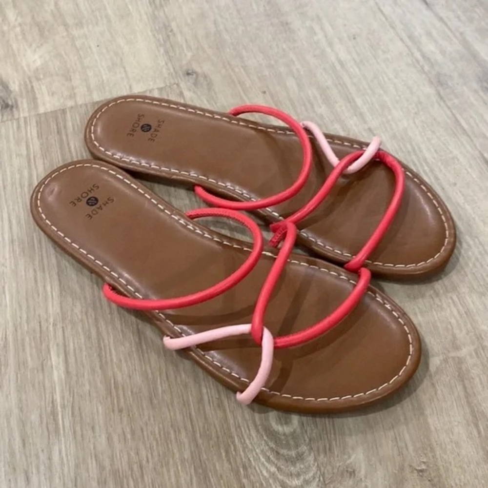 Shade & Shore Pink and Red Strappy Sandals